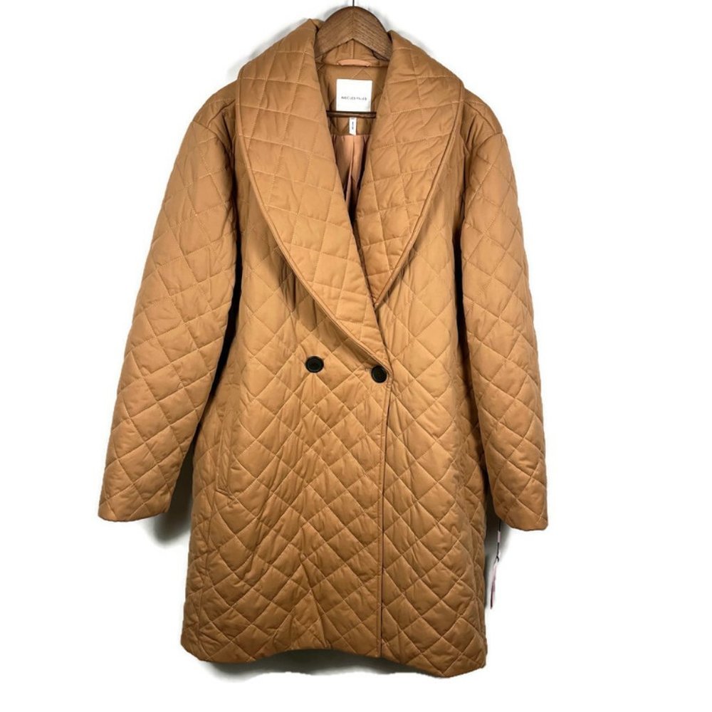 Avec Les Filles Womens Coat Quilted Lightweight Classic Camel Plus Size 2X
